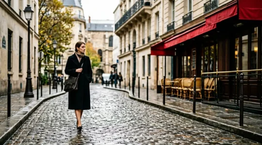Atmospheric view of Saint-Germain-des-Prés capturing timeless Parisian intellectual elegance and refined style