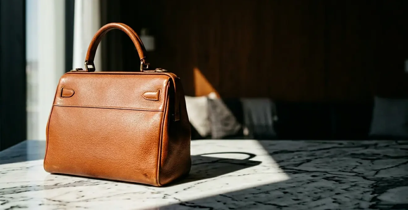 High-end leather handbag with sophisticated hardware and structured silhouette representing long-term investment value