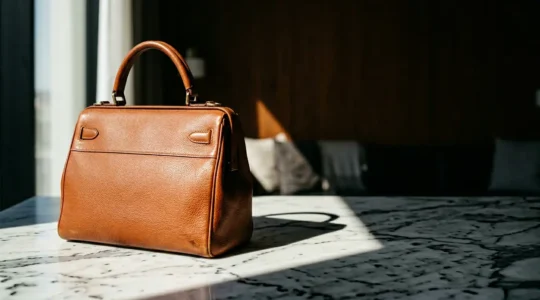 High-end leather handbag with sophisticated hardware and structured silhouette representing long-term investment value