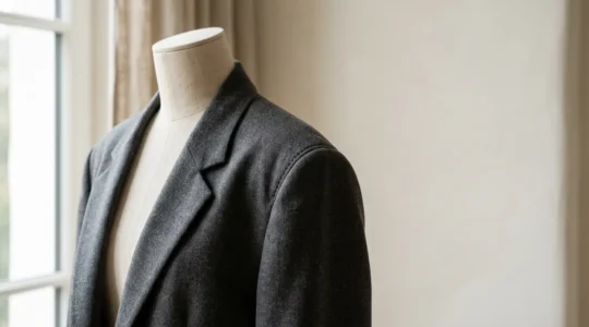 Professional fashion styling showcasing precise shoulder seam placement on an oversized blazer